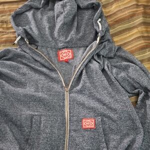 Obey Blue/Gray Full-Zip Hoodie with Red Accents